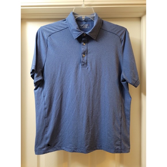 Untuckit Men's Size M Blue Short Sleeve Polo Polyester Spandex - Picture 2 of 7